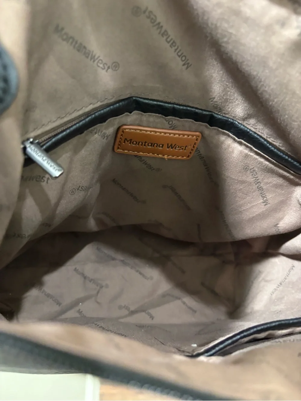 MONTANA WEST Black Pebbled Leather Hobo with Stud Detailing